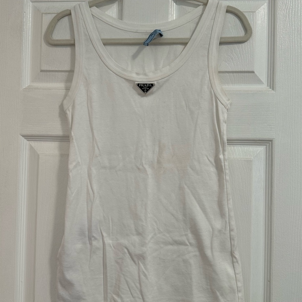 Prada White Fitted Sleeveless Tank Top